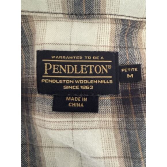 Pendleton Flannel Button Down Plaid Long Sleeve Casual Shirt Womens SZ Petite M - Picture 7 of 10